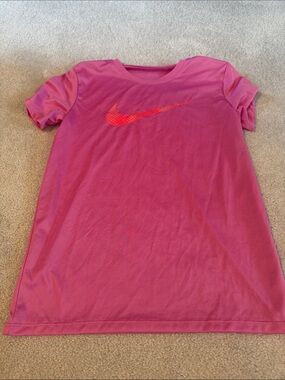 Nike Pink Short Sleeve Dri-FIT Tee with Coral Swoosh